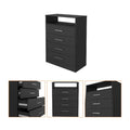 Meridian 2 Piece Bedroom Set, Dresser And Chest, Black And Pine Black Bedroom Engineered Wood