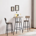 Round Bar Stool Set With Shelf, Upholstered Stool With Backrest Grey, 23.62'' W X 23.62'' D X 35.43'' H. Grey Particle Board