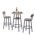 Round Bar Stool Set With Shelf, Upholstered Stool With Backrest Grey, 23.62'' W X 23.62'' D X 35.43'' H. Grey Particle Board