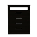 Meridian 2 Piece Bedroom Set, Dresser And Chest, Black And Pine Black Bedroom Engineered Wood