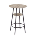 Round Bar Stool Set With Shelf, Upholstered Stool With Backrest Grey, 23.62'' W X 23.62'' D X 35.43'' H. Grey Particle Board