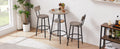 Round Bar Stool Set With Shelf, Upholstered Stool With Backrest Grey, 23.62'' W X 23.62'' D X 35.43'' H. Grey Particle Board