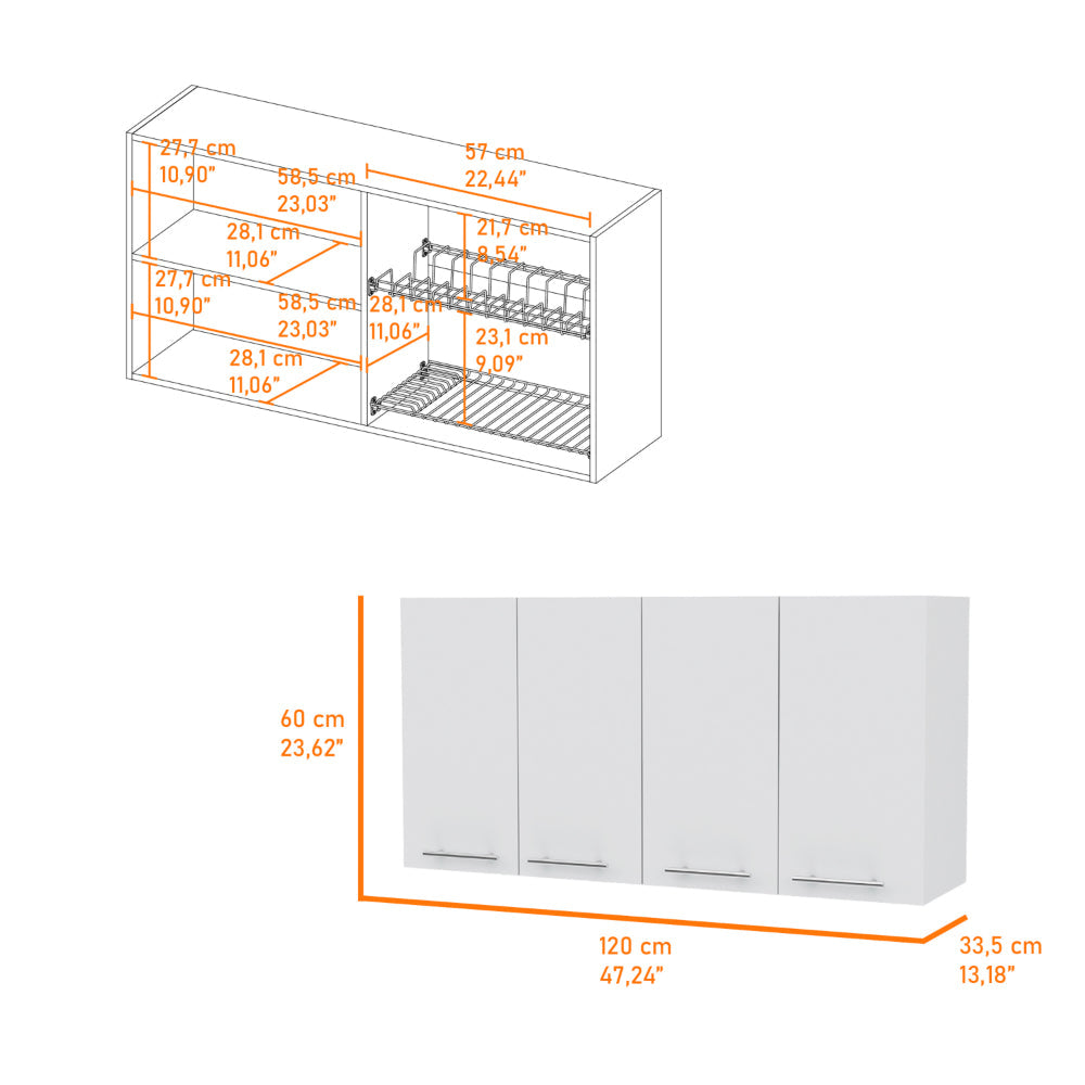 White And Onyx 2 Piece Kitchen Set, Kitchen Island And Wall Cabinet White Engineered Wood