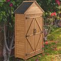 Outdoor Storage Cabinet, Garden Wood Tool Shed, Outside Wooden Shed Closet With Shelves And Latch For Yard 39.56