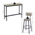 Bar Table Set With 2 Bar Stools Pu Soft Seat With Backrest, Grey, 43.31'' L X 15.75'' W X 35.43'' H. Grey Particle Board