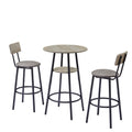 Round Bar Stool Set With Shelf, Upholstered Stool With Backrest Grey, 23.62'' W X 23.62'' D X 35.43'' H. Grey Particle Board