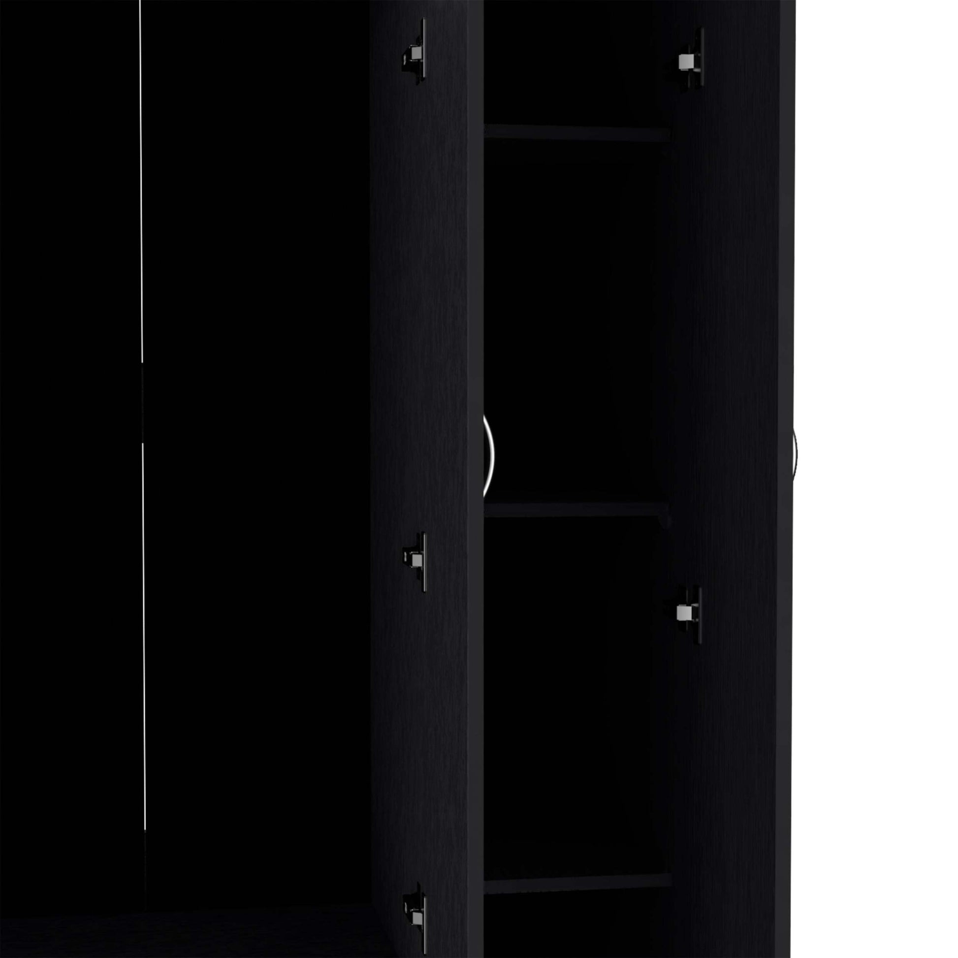 Augusta 3 Door Wardrobe With Hanging Rod Black Black Engineered Wood