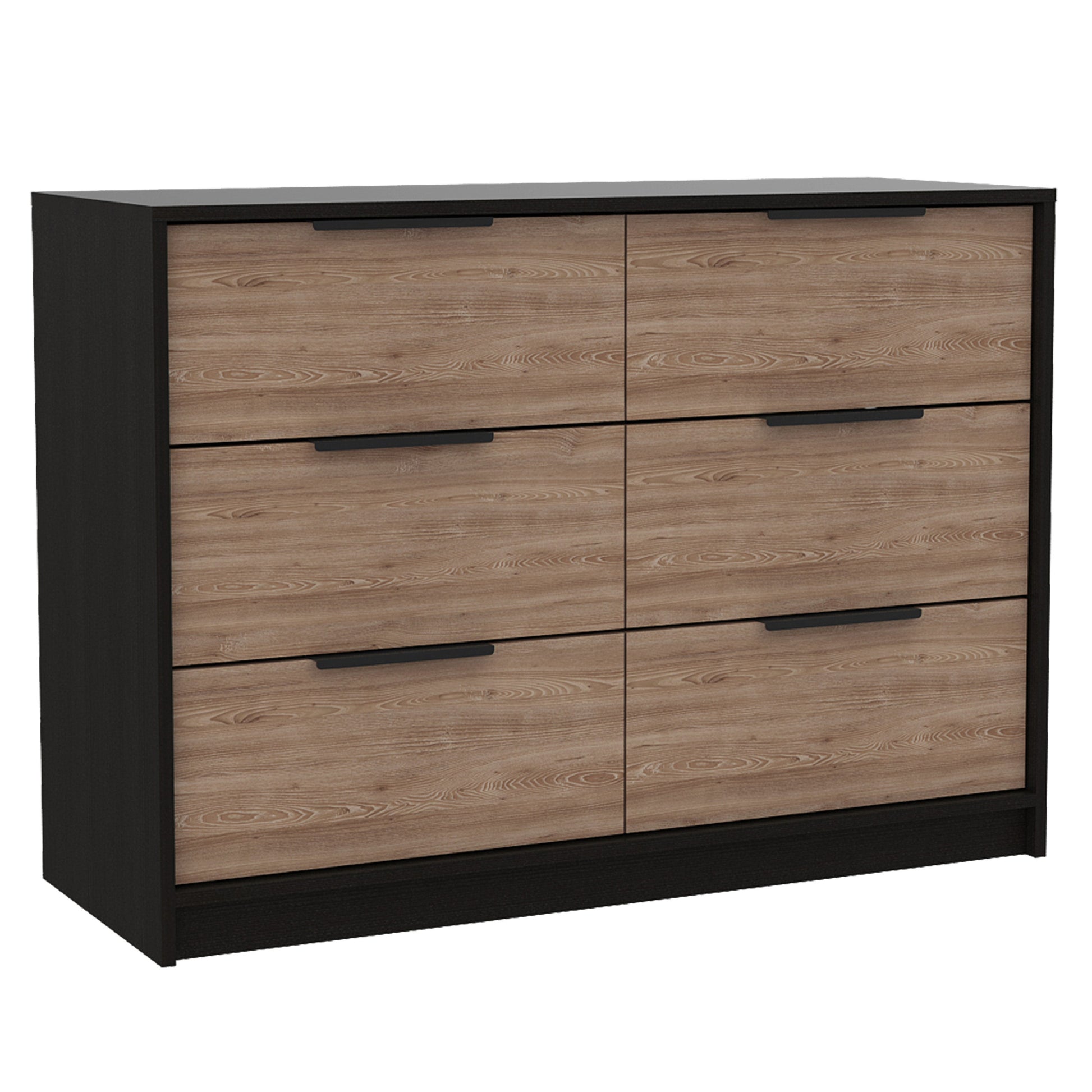 Capwell 2 Piece Bedroom Set, Armoire And Dresser, Black And Pine Black Bedroom Engineered Wood