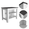 White And Onyx 2 Piece Kitchen Set, Kitchen Island And Pantry Cabinet White Engineered Wood