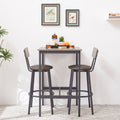 Bar Table Set With 2 Bar Stools Pu Soft Seat With Backrest, Grey, 23.62'' W X 23.62'' D X 35.43'' H Grey Particle Board