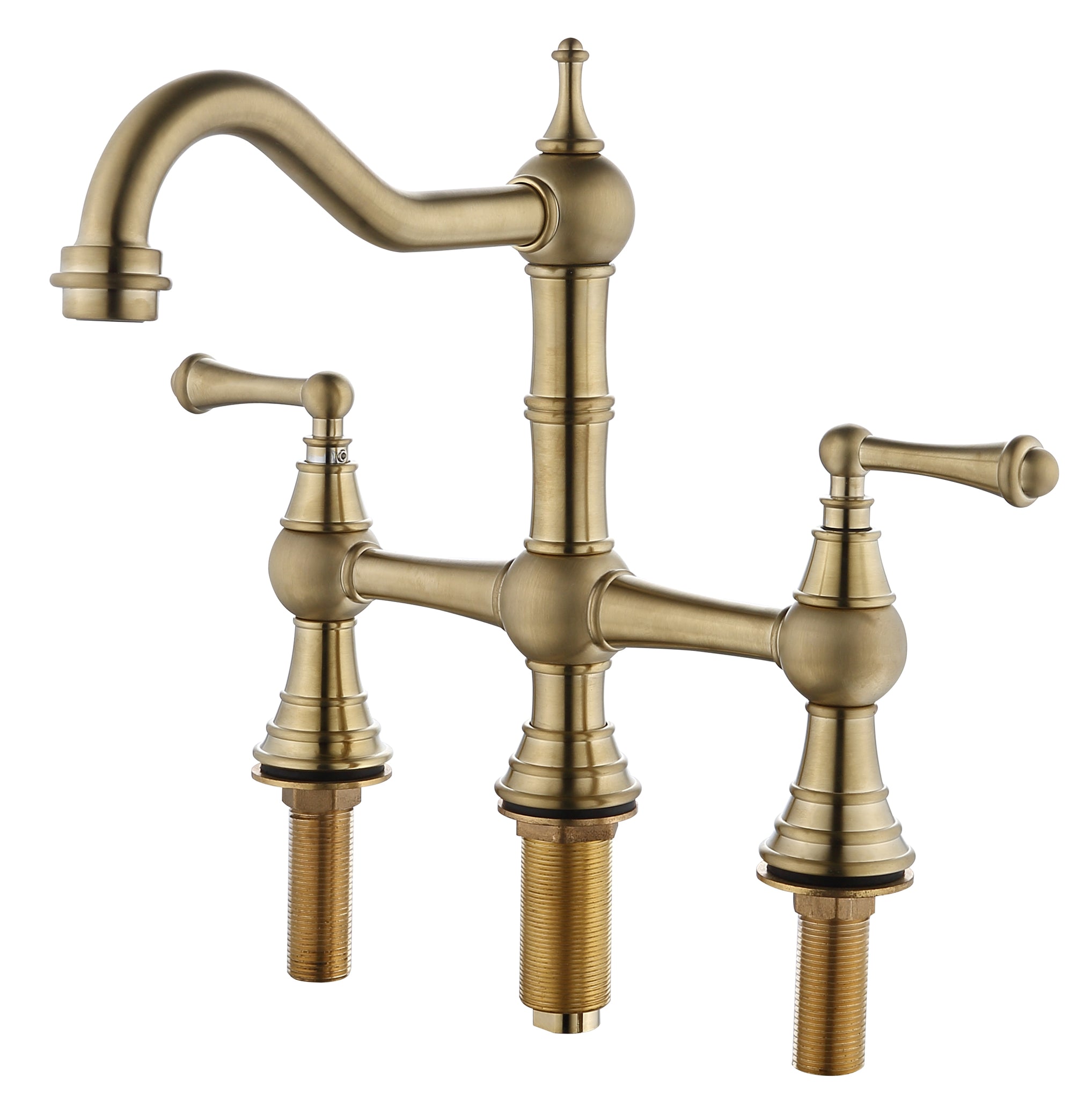8 inch Centerset Bridge Kitchen Faucet with Brass Side gold-brass