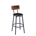 Round Bar Stool Set With Shelf, Upholstered Stool With Backrest, Rustic Brown, 23.62'' W X 23.62'' D X 35.43'' H Rustic Brown Particle Board