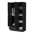 Cimarron 2 Door Armoire With Open Compartment Black Black Engineered Wood