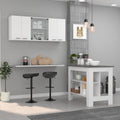 White And Onyx 2 Piece Kitchen Set, Kitchen Island And Wall Cabinet White Engineered Wood