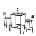 Bar Table Set With 2 Bar Stools Pu Soft Seat With Backrest, Grey, 23.62'' W X 23.62'' D X 35.43'' H Grey Particle Board