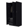 Augusta 3 Door Wardrobe With Hanging Rod Black Black Engineered Wood