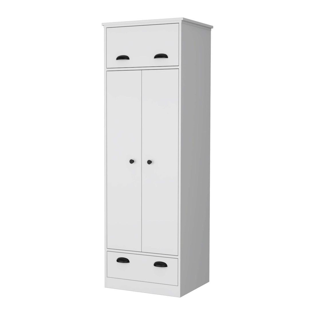 White Double Door And 1 Drawer Armoire White Engineered Wood