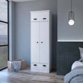 White Double Door And 1 Drawer Armoire White Engineered Wood