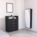 Greenwood 2 Piece Bedroom Set, Chest And Wall Mounted Shoe Rack, Black And Mirror Black Bedroom Engineered Wood