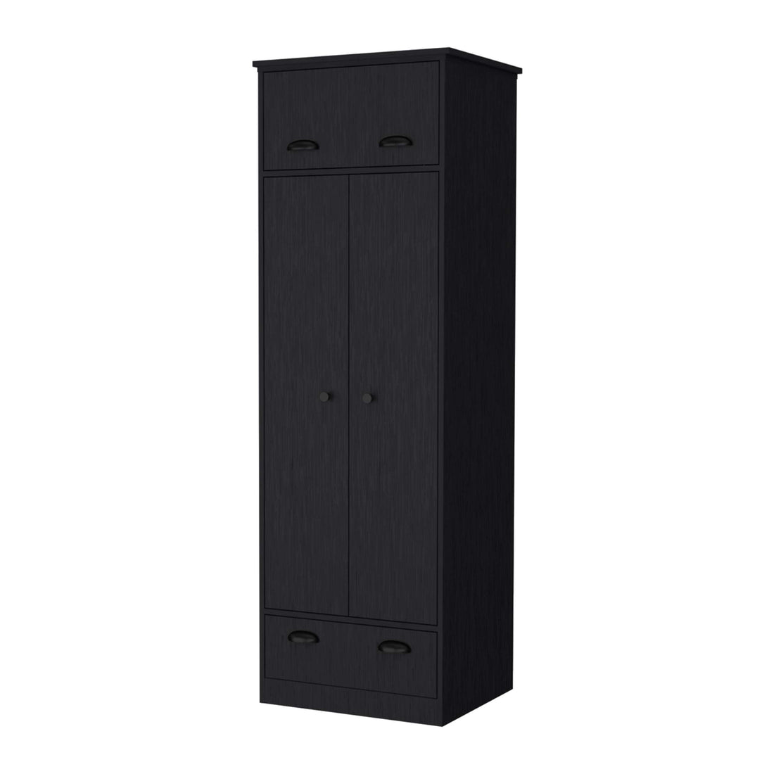 Lakewood Double Door And 1 Drawer Armoire Black Black Engineered Wood