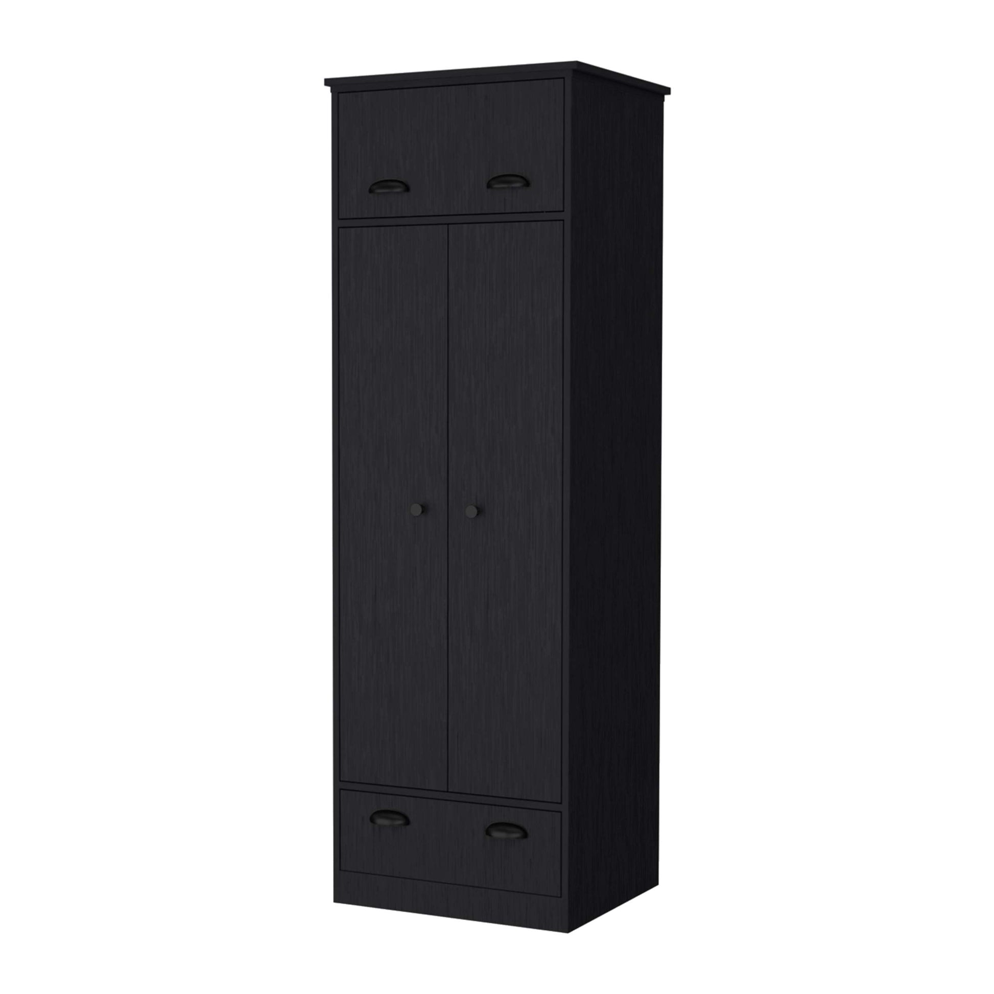 Lakewood Double Door And 1 Drawer Armoire Black Black Engineered Wood