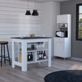 Southridge 2 Piece Kitchen Set, Kitchen Island And Pantry Cabinet, White And Onyx White Engineered Wood