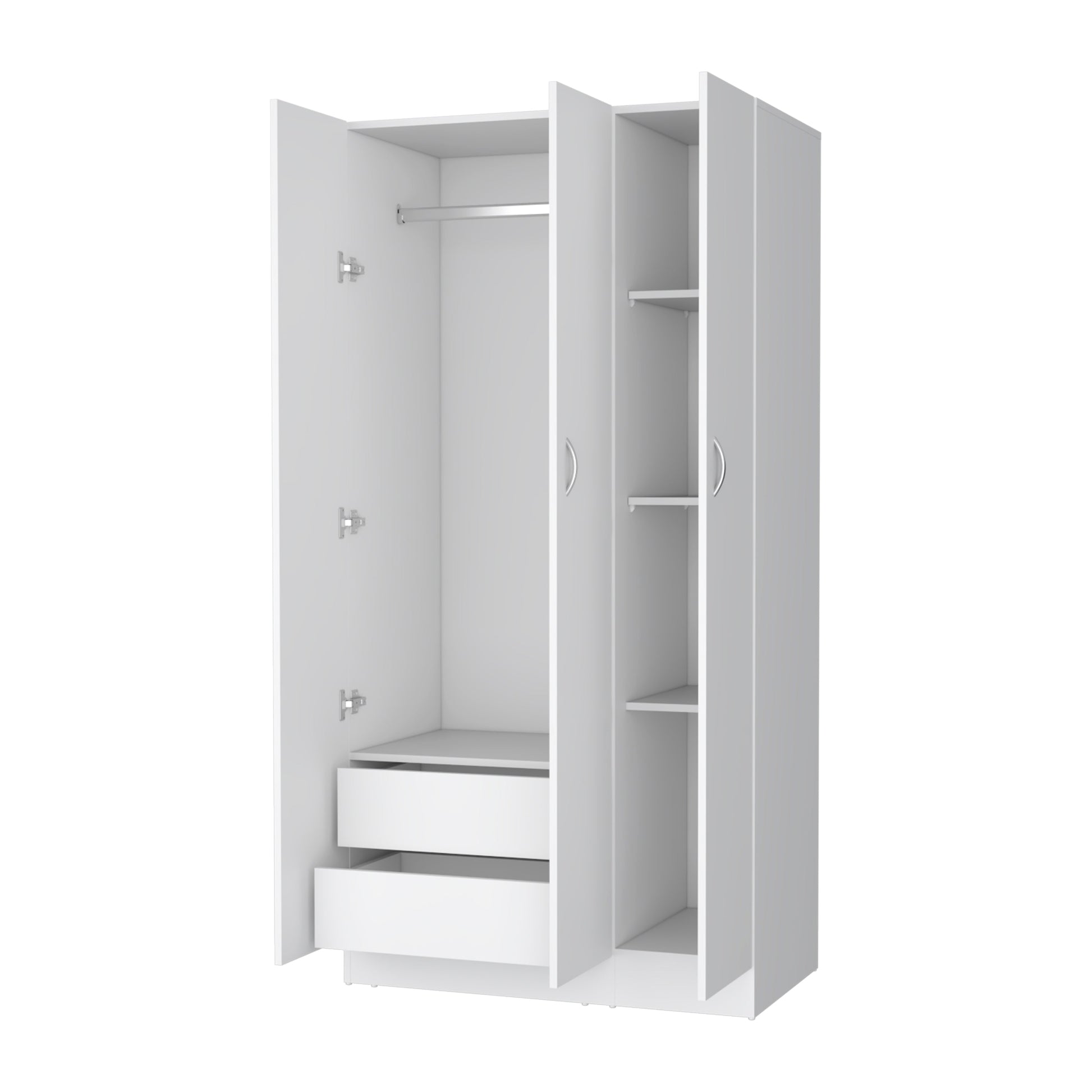 Augusta 3 Door Wardrobe With Hanging Rod White White Engineered Wood