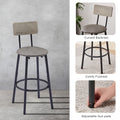 Round Bar Stool Set With Shelf, Upholstered Stool With Backrest Grey, 23.62'' W X 23.62'' D X 35.43'' H. Grey Particle Board