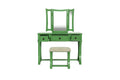 Unique Modern Bedroom Vanity Set W Stool Foldable Mirror Drawers Apple Green Color Mdf Veneer 1Pc Vanity Furniture Antique Green Bedroom Modern Folding Pine Particle Board