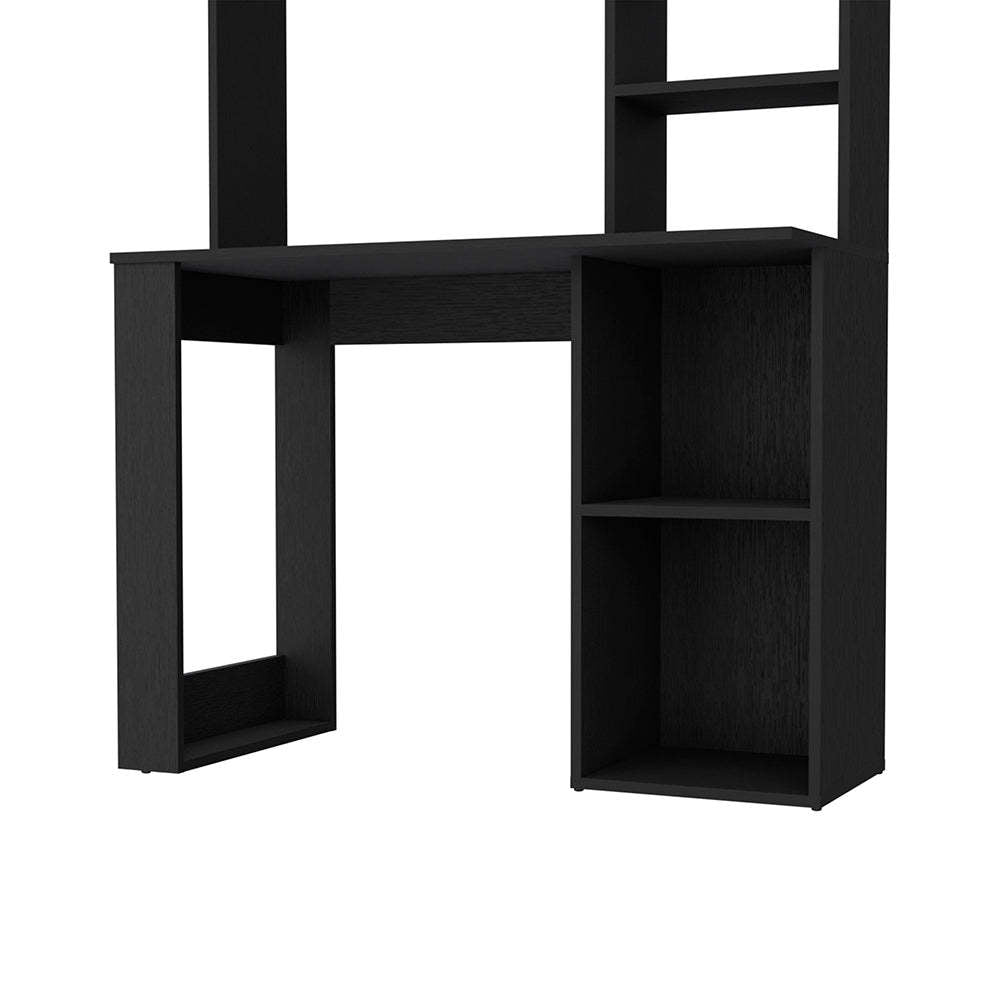 Palisades Computer Desk With Hutch And Storage Shelves Black Black Engineered Wood