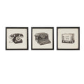 3 Piece Framed Wall Art Set Black Mdf