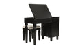 Traditional Formal Black Color Vanity Set W Stool Storage Drawers 1Pc Bedroom Furniture Set Tufted Seat Stool Black Bedroom Traditional Poplar Rubber Wood