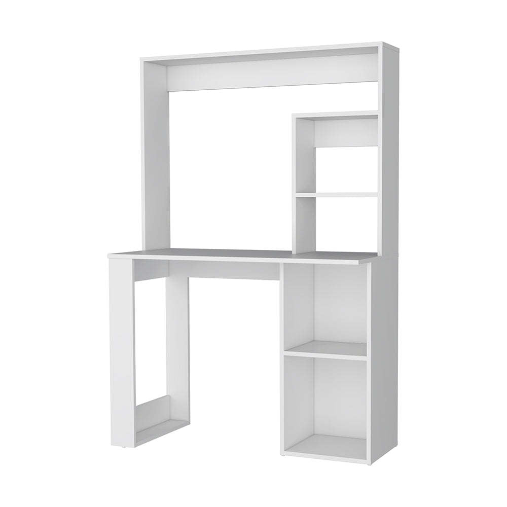 Palisades Computer Desk With Hutch And Storage Shelves White White Engineered Wood