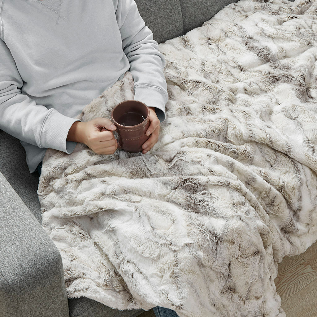 Oversized Faux Fur Throw natural-polyester