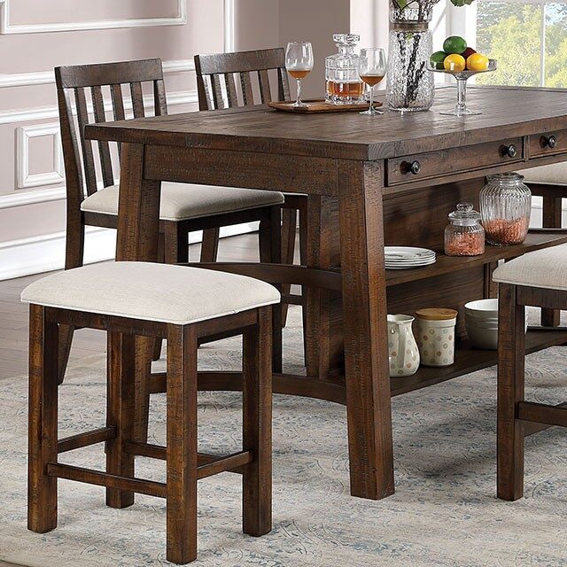 Set of 2pcs Counter Height Stools Dining Room oak-dining room-rustic-bar stools-solid wood