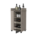 Willow Park Glass Door Bar Cart With Bottle Holder And Casters Light Gray Gray Engineered Wood