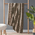 Oversized Faux Fur Throw brown-polyester