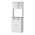 Palmer 2 Door Cabinet Microwave Kitchen Pantry In White And Macadamia White Engineered Wood