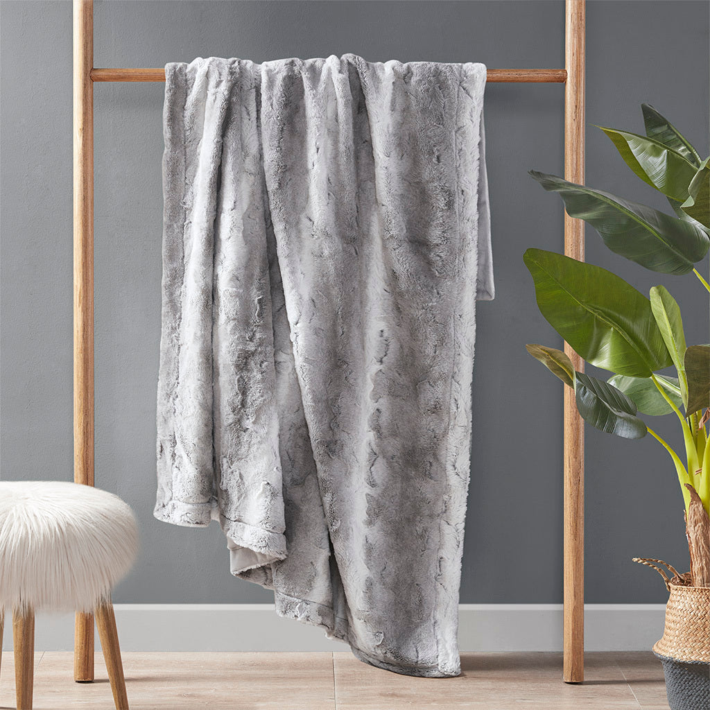 Oversized Faux Fur Throw grey-polyester