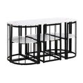 Modern 7 Piece Dining Table Set With Faux Marble Compact 55Inch Kitchen Table Set For 6, Black White Metal White Black Seats 6 Metal Dining Room Modern Dining Table With Chair Iron