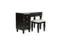 Traditional Formal Black Color Vanity Set W Stool Storage Drawers 1Pc Bedroom Furniture Set Tufted Seat Stool Black Bedroom Traditional Poplar Rubber Wood