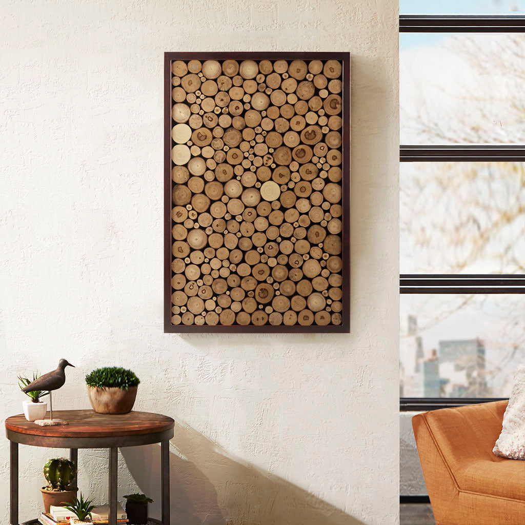 Natural Wood Slice Mosaic Wall Decor Natural Wood