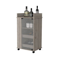 Willow Park Glass Door Bar Cart With Bottle Holder And Casters Light Gray Gray Engineered Wood