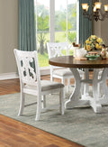 Lavish Design Distressed White 2Pcs Dining Chairs Only, Gray Padded Fabric Seat Dining Room Kitchen Furniture Solid Wood Decorative Back White Gray Dining Room Modern,Rustic Dining Chairs Solid Wood