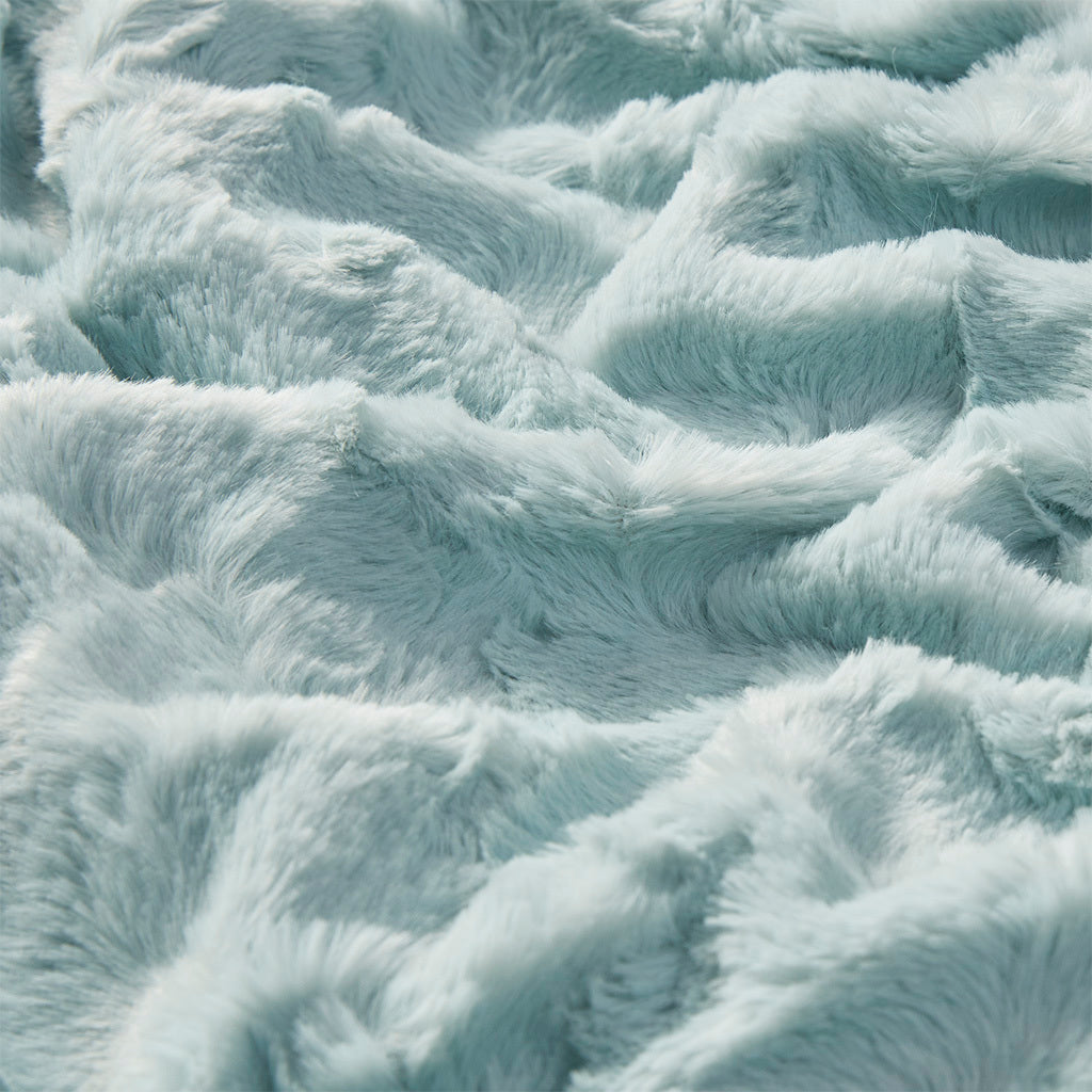 Oversized Faux Fur Throw aqua-polyester