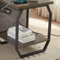 Side Table With Charging Station, Set Of 2 End Tables With Usb Ports And Sockets, Bedside Tables In Living Room, Bedroom, Dark Grey,17.32'' W X 17.32'' D X 21.65'' H. Dark Gray Particle Board