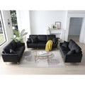 3 Pieces Sectional Sofa Set For Living Room, 2 Pieces Of Two Seater Sofas And 1 Piece Of 3 Seater Sofas,3 Pcs Couch Set With, Sectional Couches For Living Room, 3 Seater Sofa Loveseatblack Ve Black Foam Velvet 7 Seat