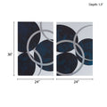 Silver Foil Abstract 2 Piece Canvas Wall Art Set Navy Mdf