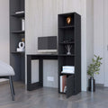 Peterson Computer Desk With 4 Tier Bookcase And 1 Door Cabinet Black Black Engineered Wood