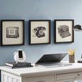 3 Piece Framed Wall Art Set Black Mdf